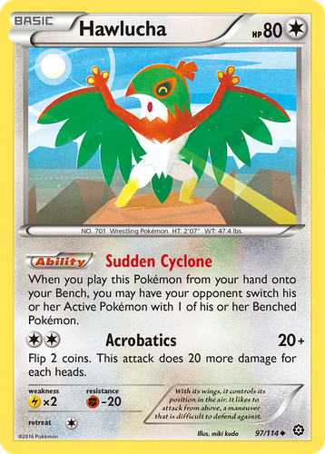 Hawlucha #97 from Steam Siege - Uncommon - Illustrated by miki kudo