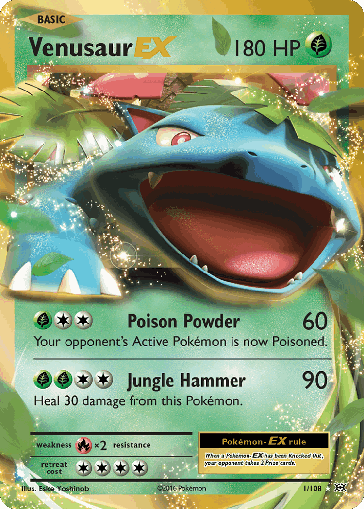 Venusaur-EX #1 from Evolutions - Rare Holo EX - Illustrated by Eske Yoshinob
