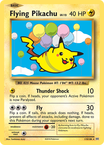 Flying Pikachu #110 from Evolutions - Rare Secret - Illustrated by Toshinao Aoki