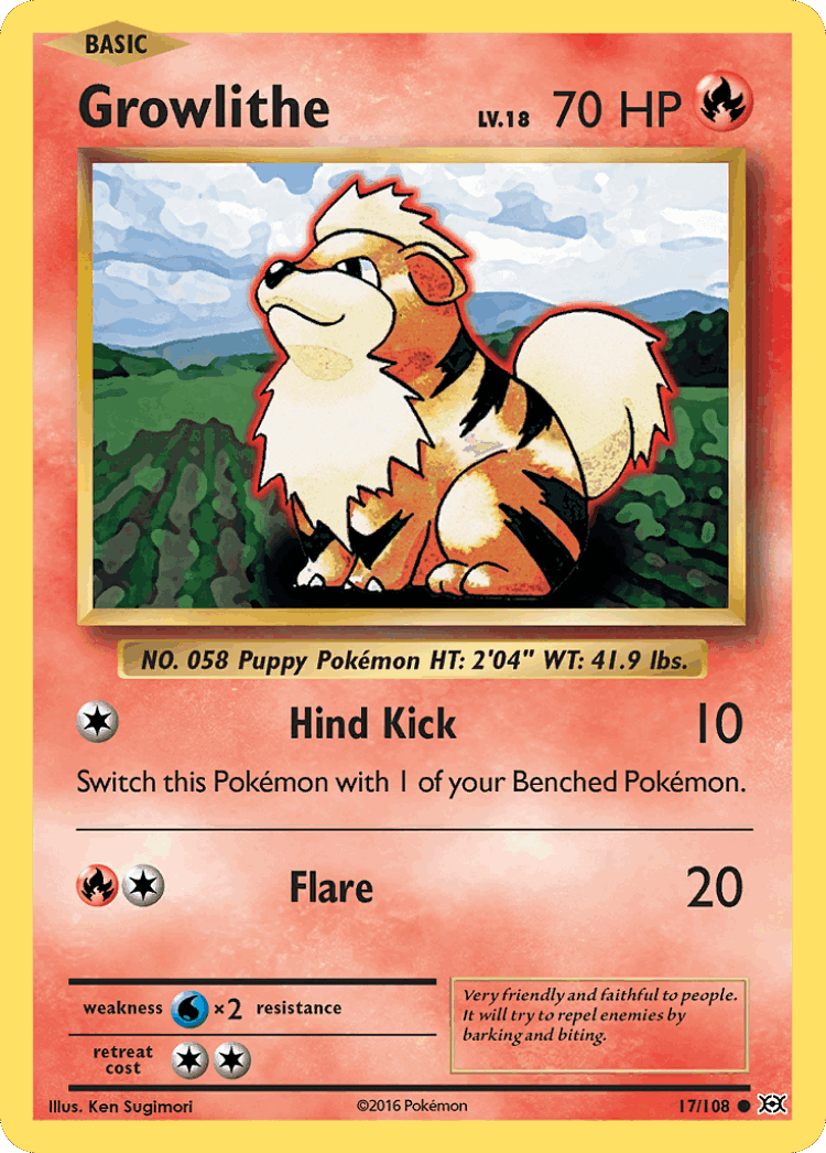 Growlithe #17 from Evolutions - Common - Illustrated by Ken Sugimori