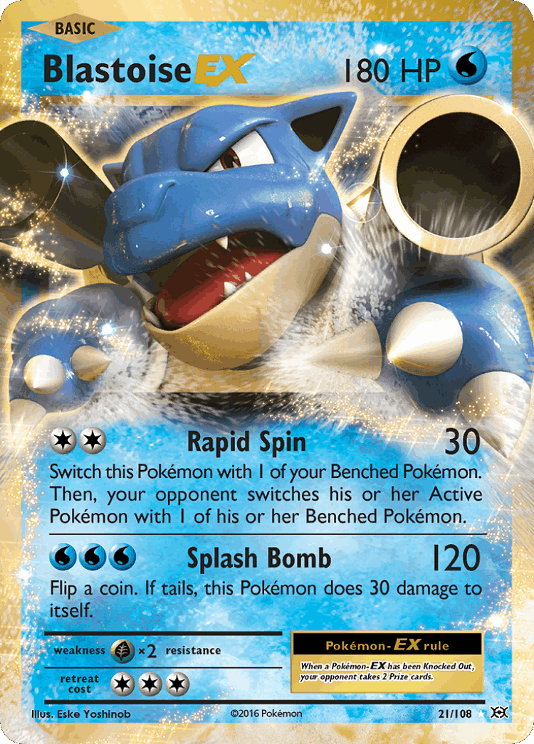 Blastoise-EX #21 from Evolutions - Rare Holo EX - Illustrated by Eske Yoshinob