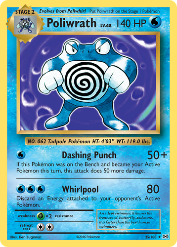 Poliwrath #25 from Evolutions - Rare Holo - Illustrated by Ken Sugimori