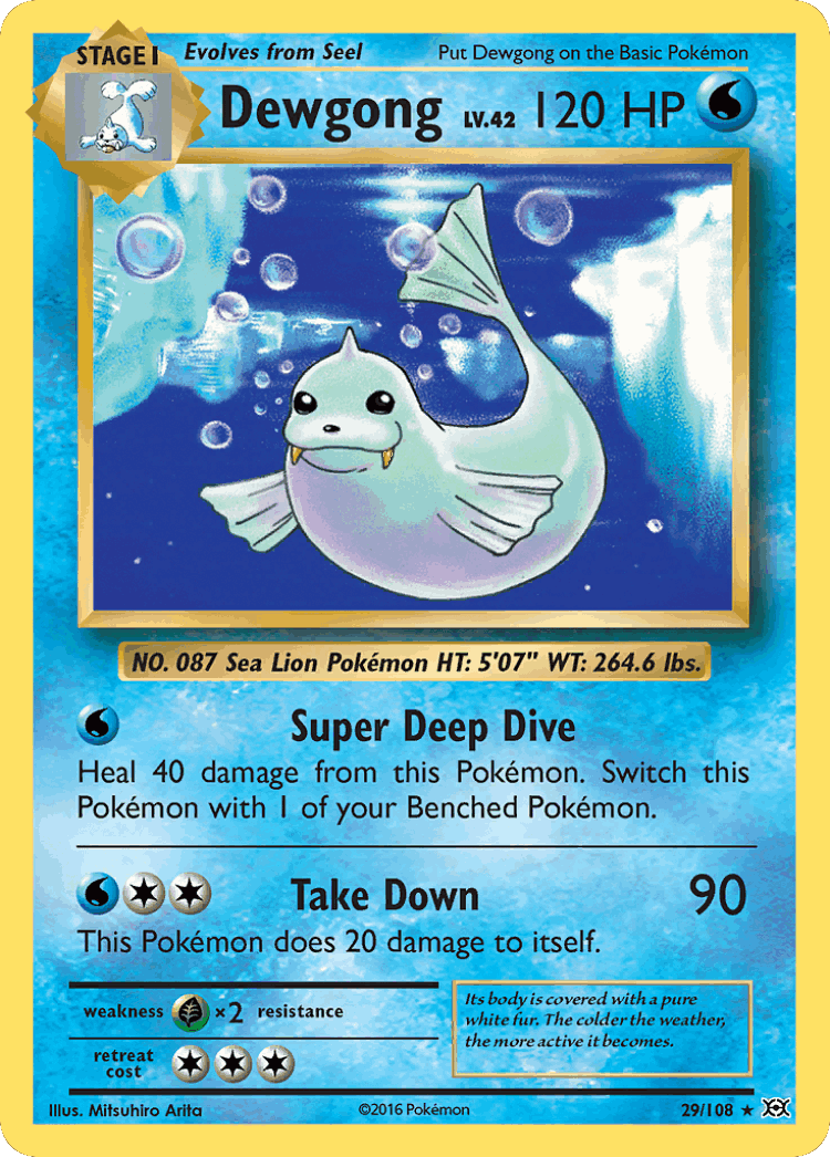 Dewgong #29 from Evolutions - Rare - Illustrated by Mitsuhiro Arita