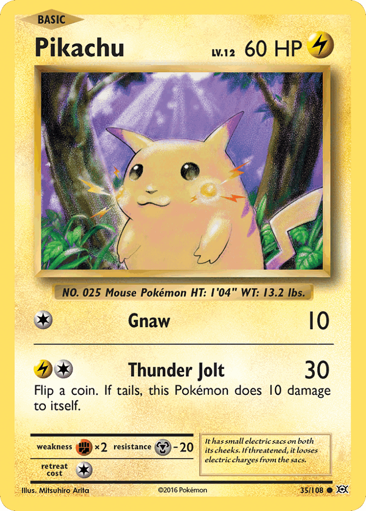 Pikachu #35 from Evolutions - Common - Illustrated by Mitsuhiro Arita
