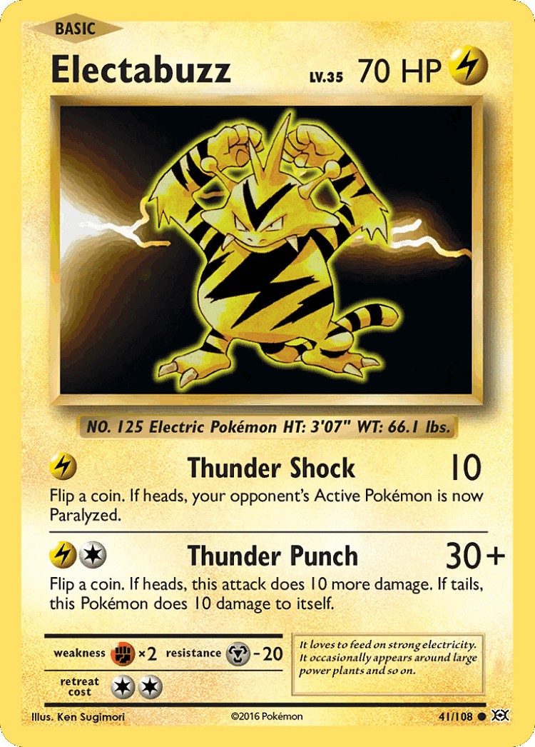 Electabuzz #41 from Evolutions - Common - Illustrated by Ken Sugimori