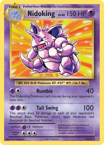 Nidoking #45 from Evolutions - Rare Holo - Illustrated by Ken Sugimori
