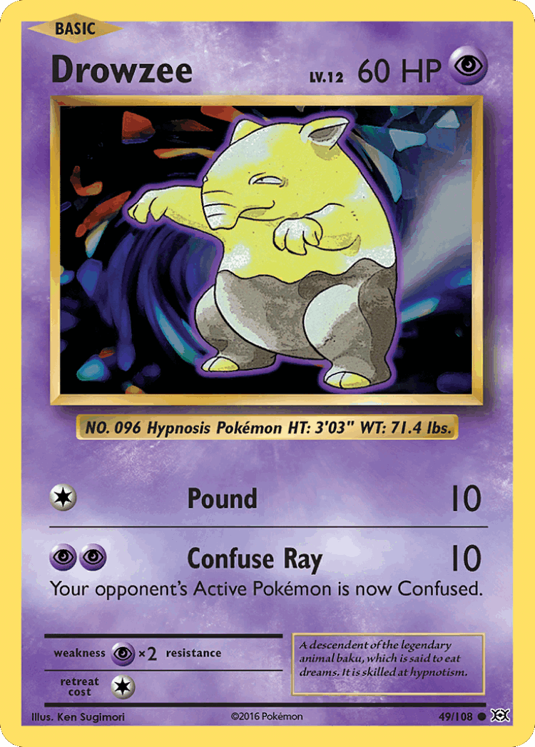 Drowzee #49 from Evolutions - Common - Illustrated by Ken Sugimori