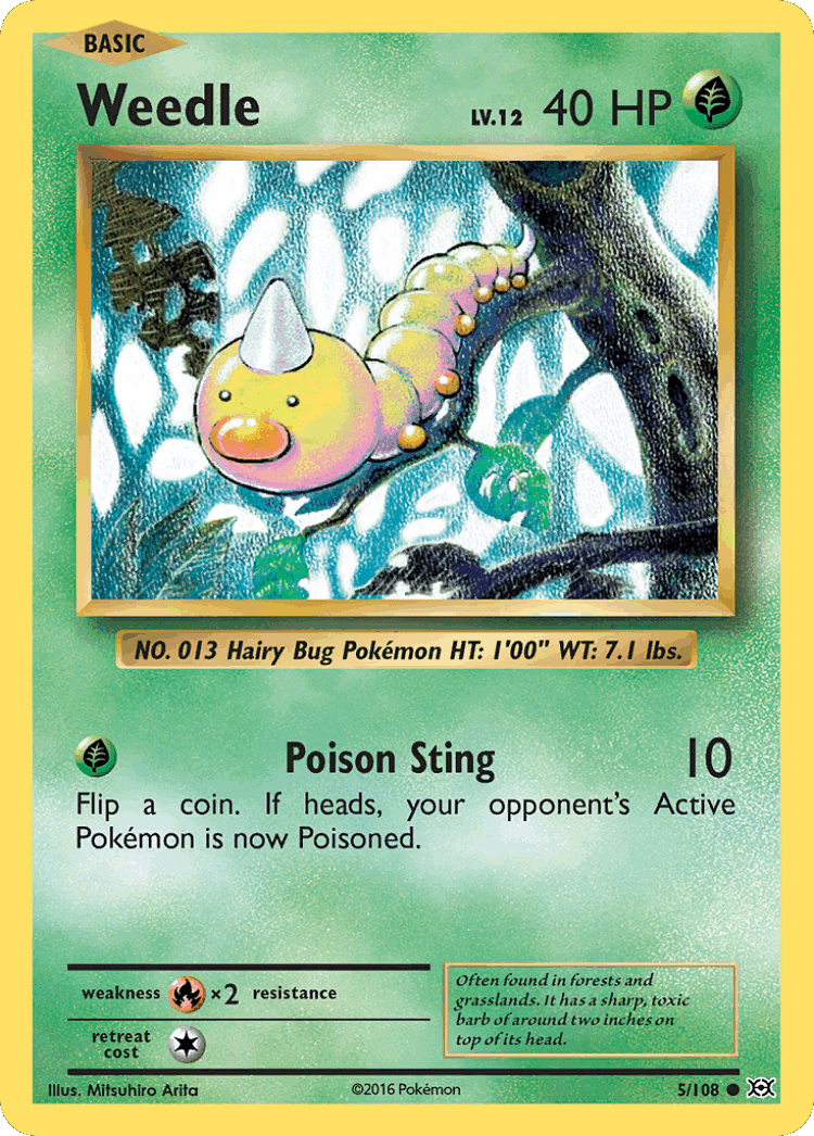 Weedle #5 from Evolutions - Common - Illustrated by Mitsuhiro Arita