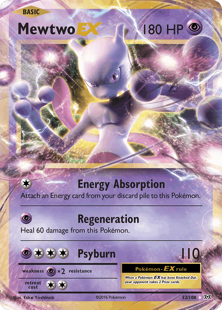 Mewtwo-EX #52 from Evolutions - Rare Holo EX - Illustrated by Eske Yoshinob