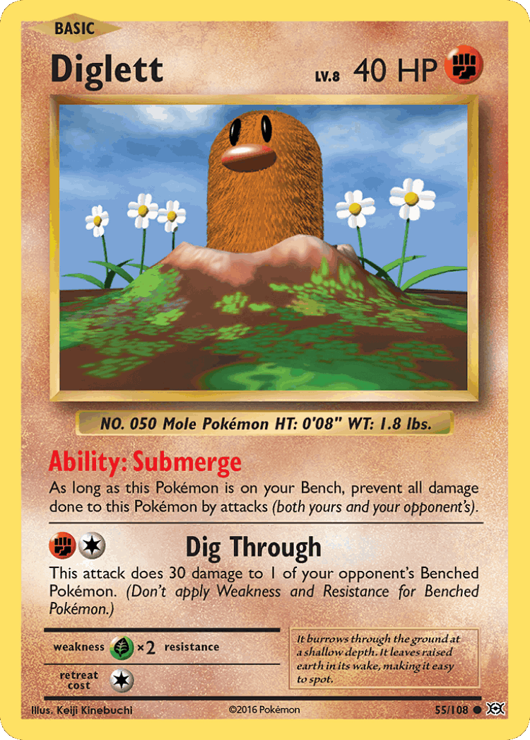 Diglett #55 from Evolutions - Common - Illustrated by Keiji Kinebuchi