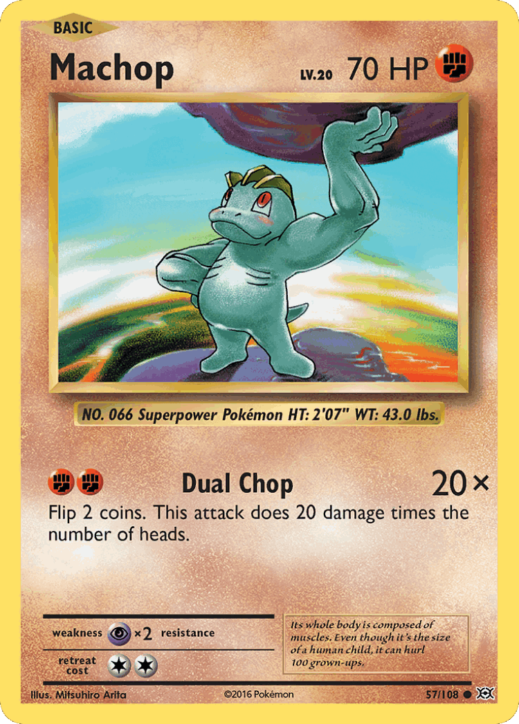 Machop #57 from Evolutions - Common - Illustrated by Mitsuhiro Arita