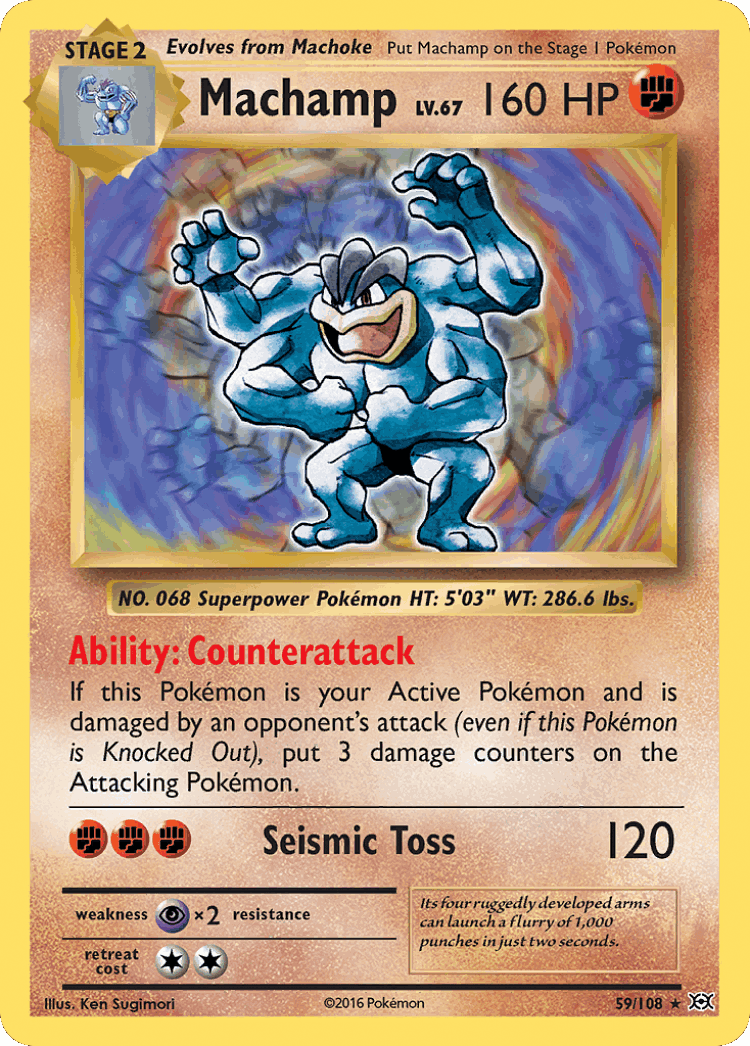 Machamp #59 from Evolutions - Rare Holo - Illustrated by Ken Sugimori