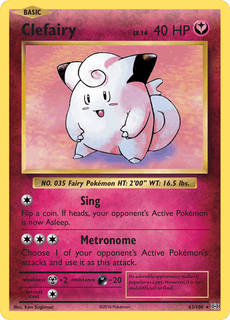 Clefairy #63 from Evolutions - Rare Holo - Illustrated by Ken Sugimori