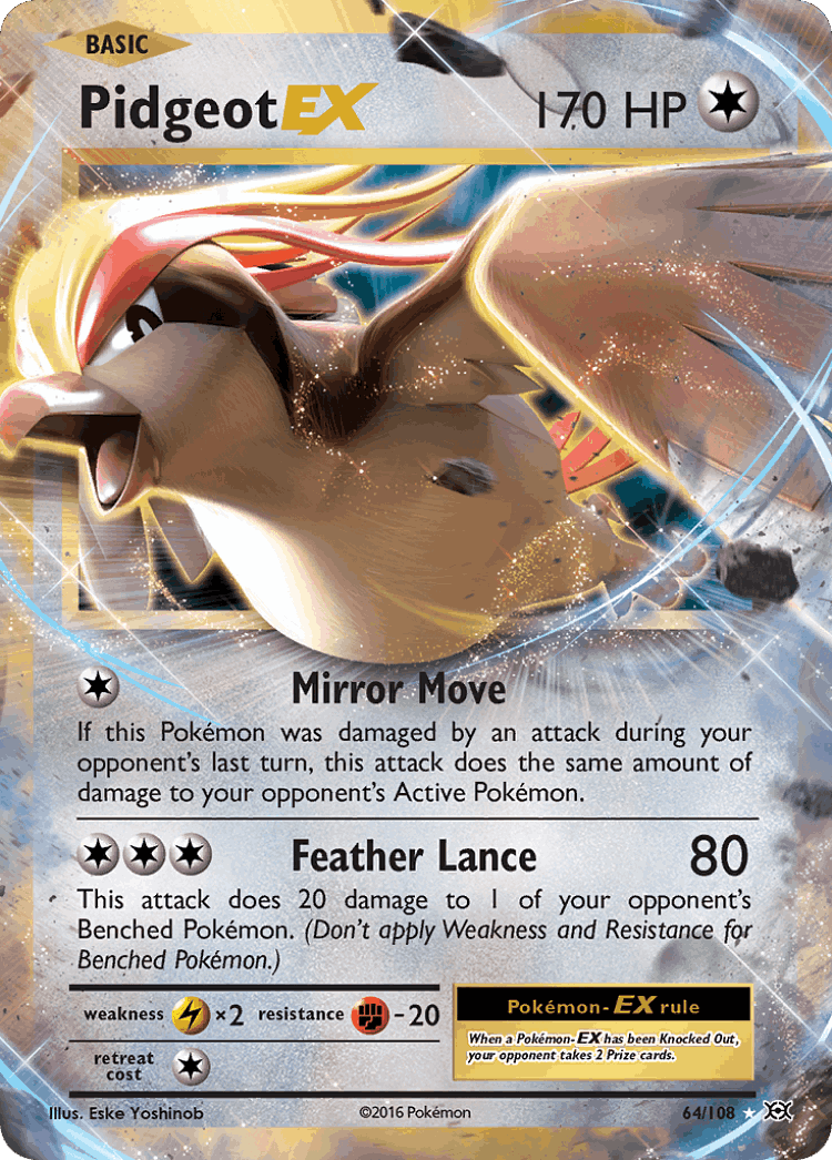 Pidgeot-EX #64 from Evolutions - Rare Holo EX - Illustrated by Eske Yoshinob