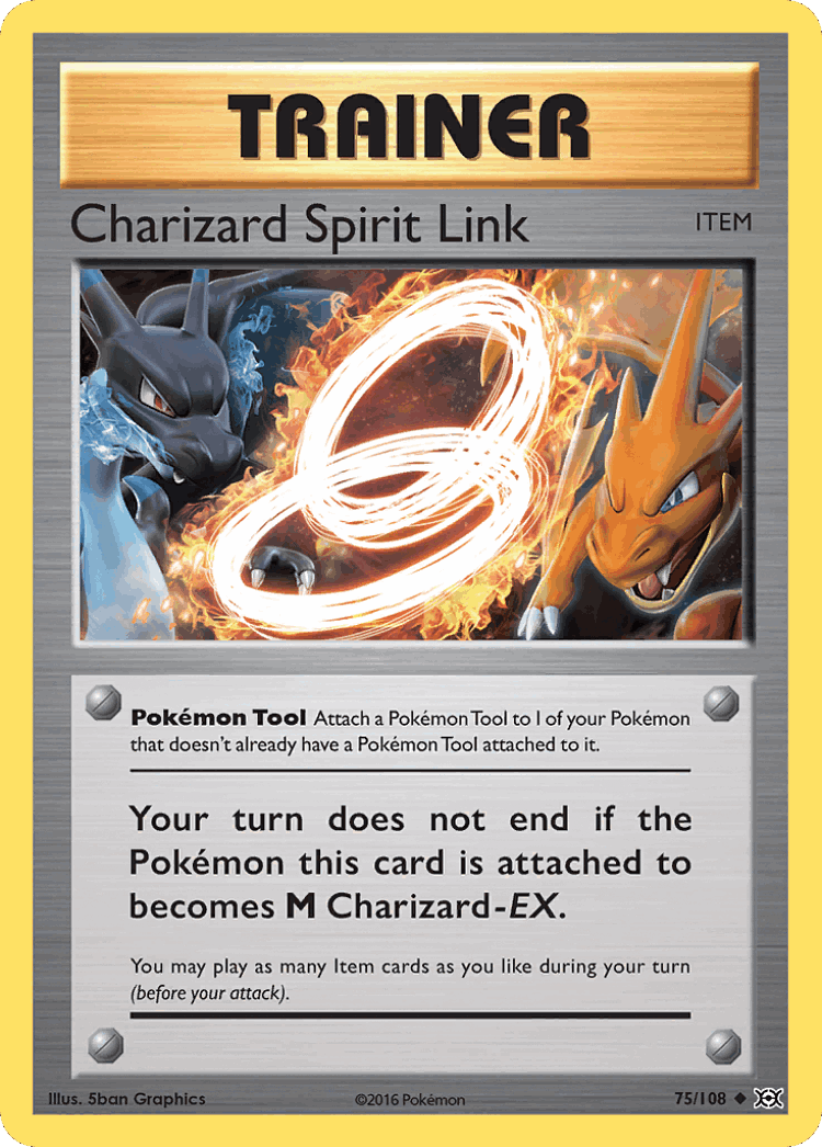 Charizard Spirit Link #75 from Evolutions - Uncommon - Illustrated by 5ban Graphics