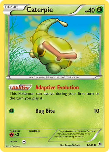 Caterpie #1 from Flashfire - Common - Illustrated by Sumiyoshi Kizuki