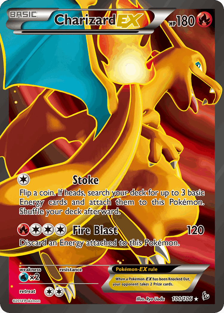 Charizard-EX #100 from Flashfire - Rare Ultra - Illustrated by Ryo Ueda