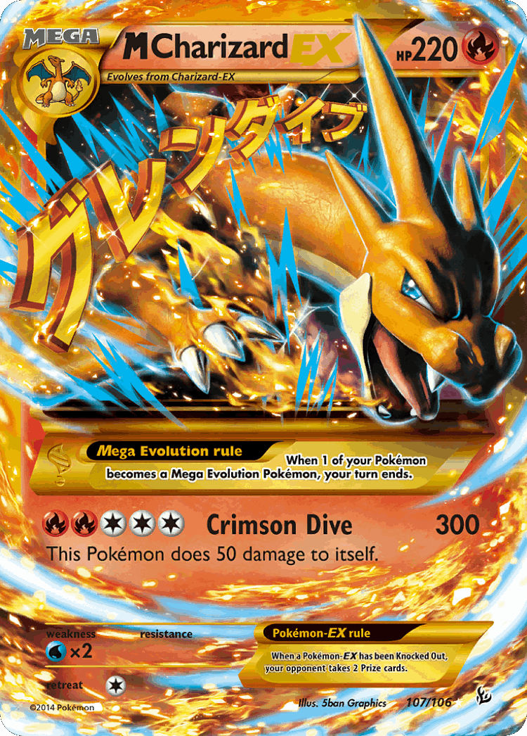 M Charizard-EX #107 from Flashfire - Rare Secret - Illustrated by 5ban Graphics