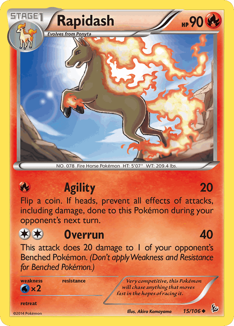Rapidash #15 from Flashfire - Uncommon - Illustrated by Akira Komayama