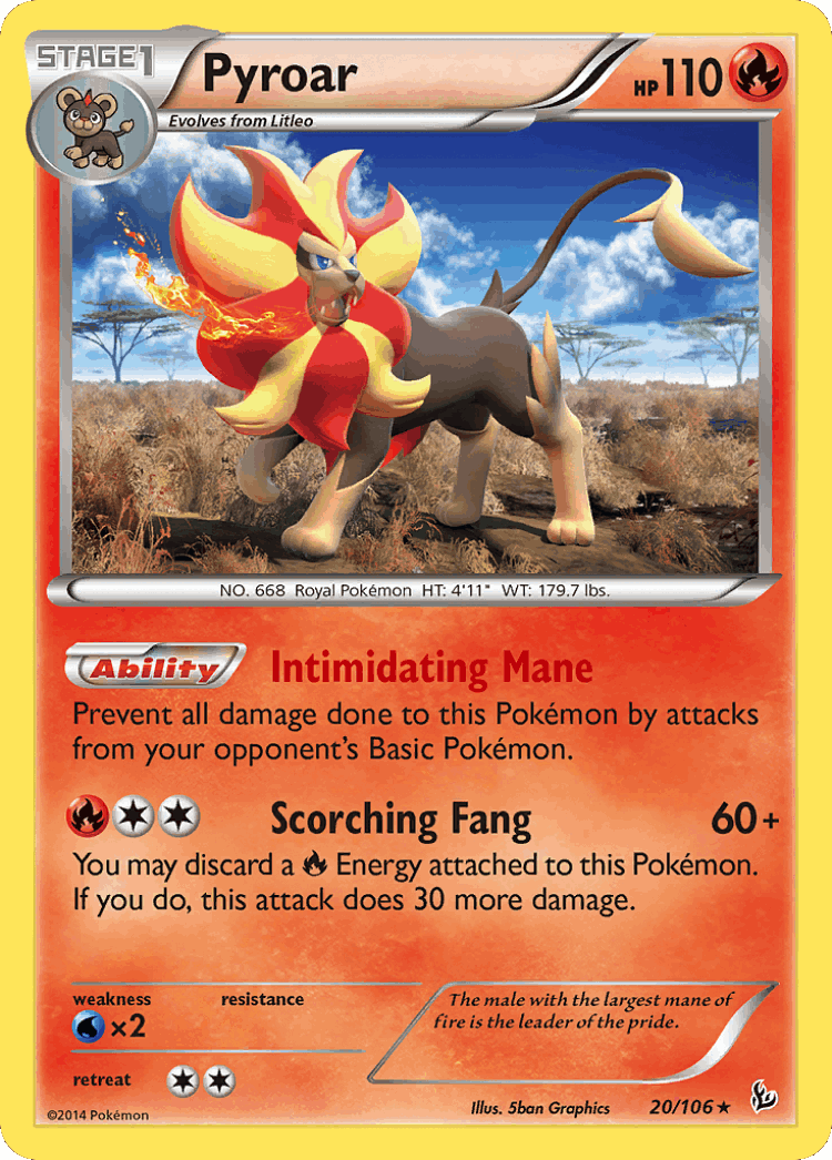 Pyroar #20 from Flashfire - Rare Holo - Illustrated by 5ban Graphics
