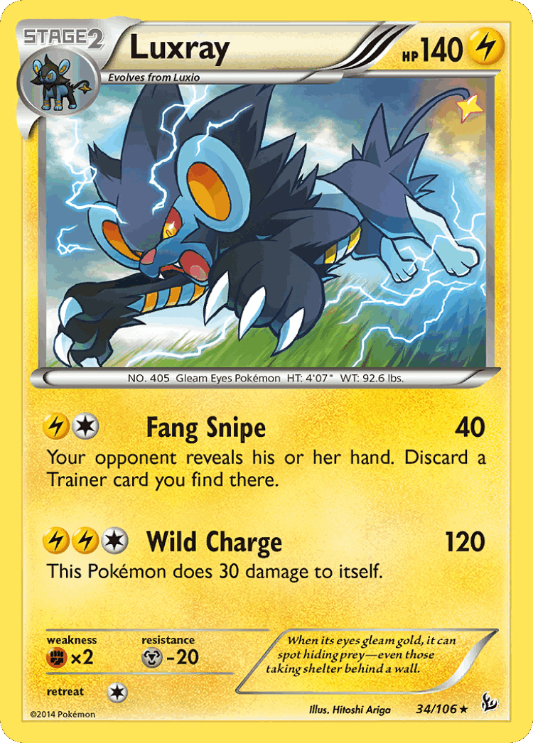 Luxray #34 from Flashfire - Rare - Illustrated by Hitoshi Ariga