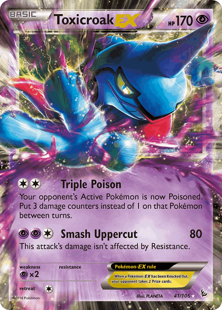 Toxicroak-EX #41 from Flashfire - Rare Holo EX - Illustrated by PLANETA