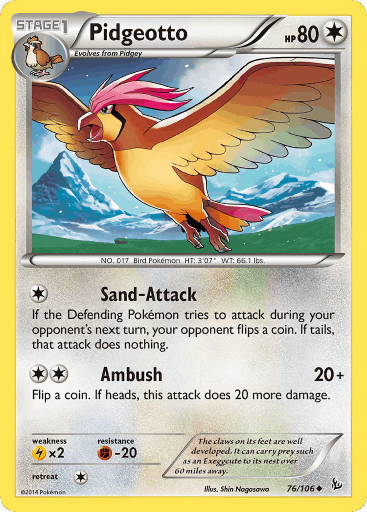 Pidgeotto #76 from Flashfire - Uncommon - Illustrated by Shin Nagasawa