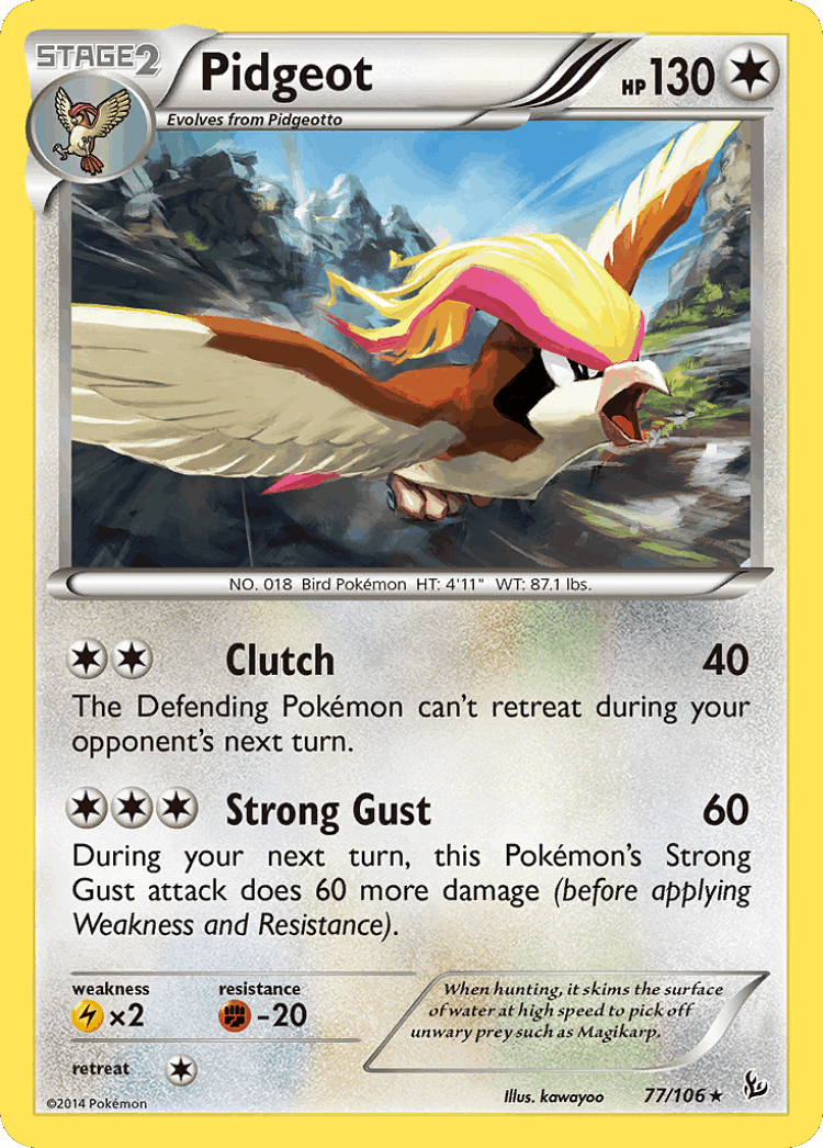 Pidgeot #77 from Flashfire - Rare - Illustrated by kawayoo