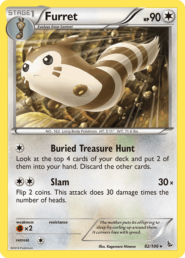 Furret #82 from Flashfire - Rare - Illustrated by Kagemaru Himeno