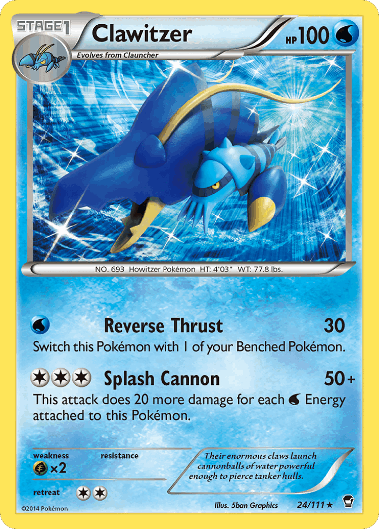Clawitzer #24 from Furious Fists - Rare Holo - Illustrated by 5ban Graphics