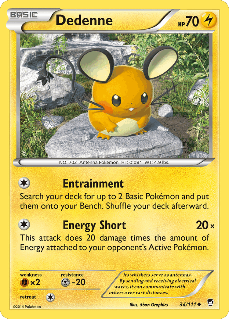 Dedenne #34 from Furious Fists - Uncommon - Illustrated by 5ban Graphics