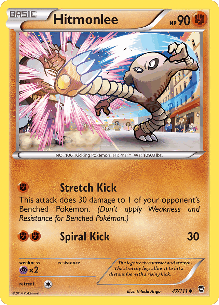 Hitmonlee #47 from Furious Fists - Uncommon - Illustrated by Hitoshi Ariga