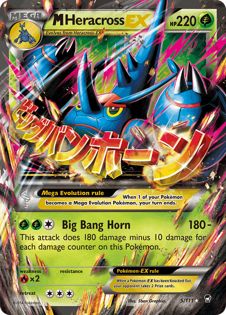 M Heracross-EX #5 from Furious Fists - Rare Holo EX - Illustrated by 5ban Graphics