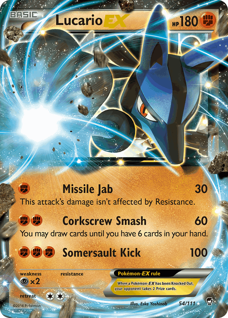 Lucario-EX #54 from Furious Fists - Rare Holo EX - Illustrated by Eske Yoshinob