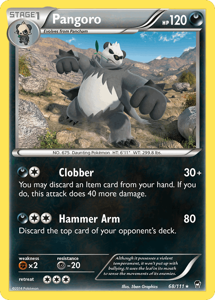 Pangoro #68 from Furious Fists - Rare - Illustrated by 5ban Graphics