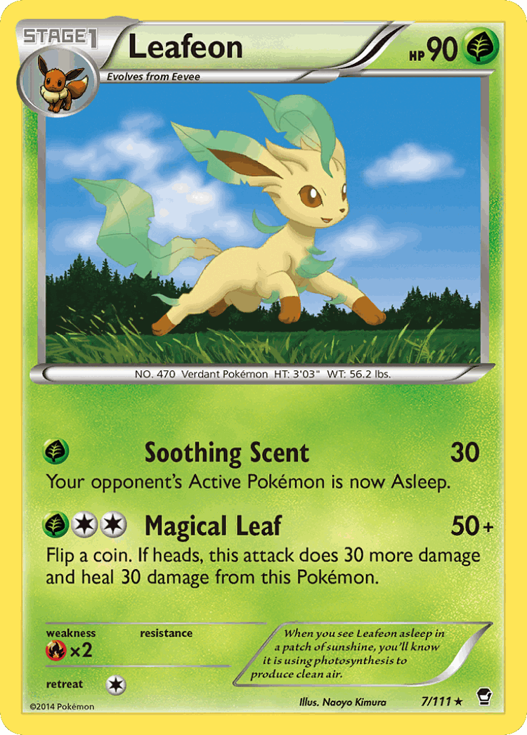 Leafeon #7 from Furious Fists - Rare - Illustrated by Naoyo Kimura