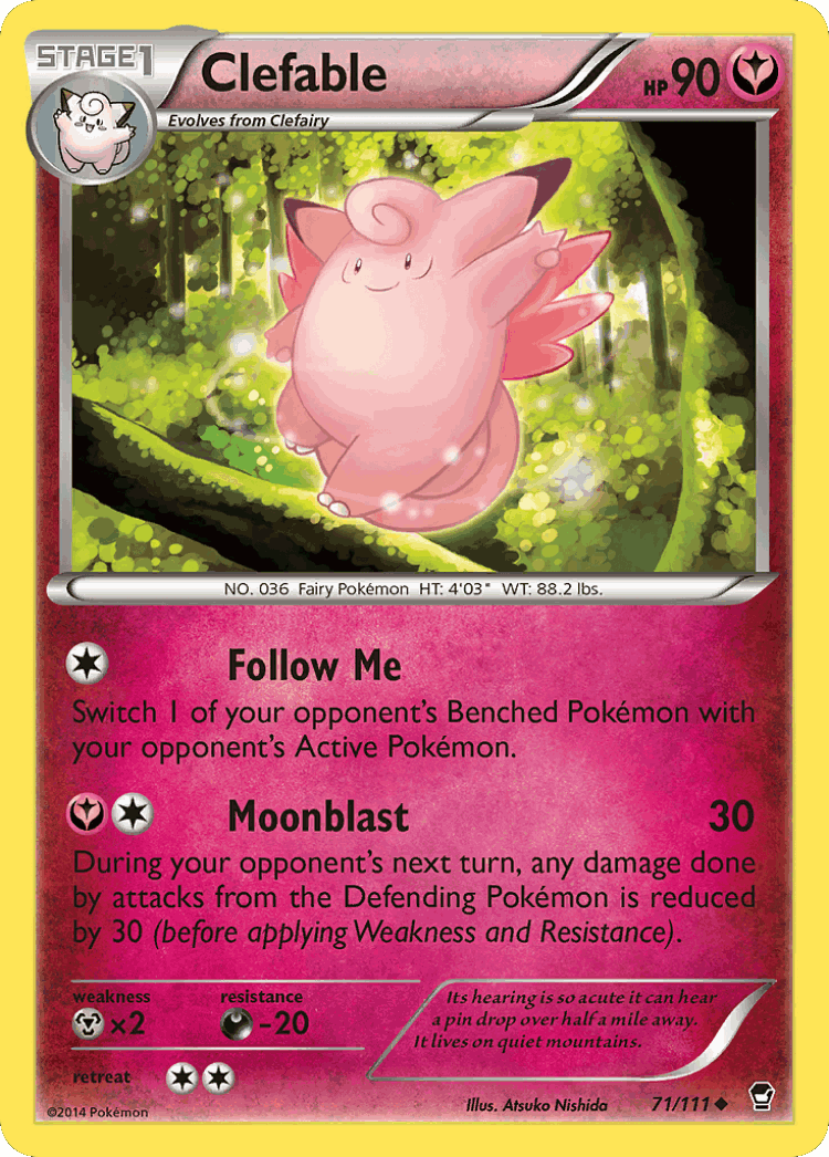 Clefable #71 from Furious Fists - Uncommon - Illustrated by Atsuko Nishida