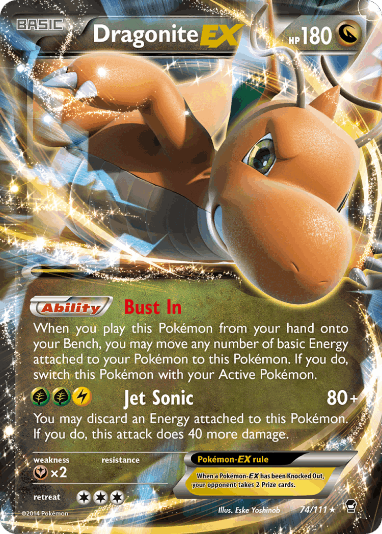 Dragonite-EX #74 from Furious Fists - Rare Holo EX - Illustrated by Eske Yoshinob