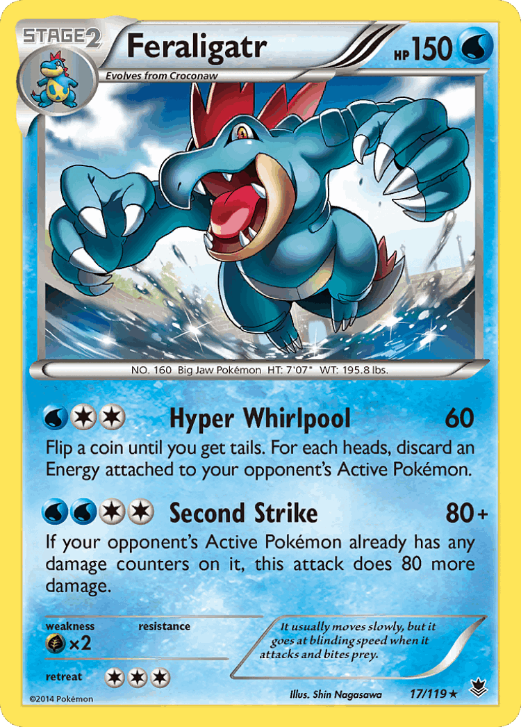 Feraligatr #17 from Phantom Forces - Rare Holo - Illustrated by Shin Nagasawa