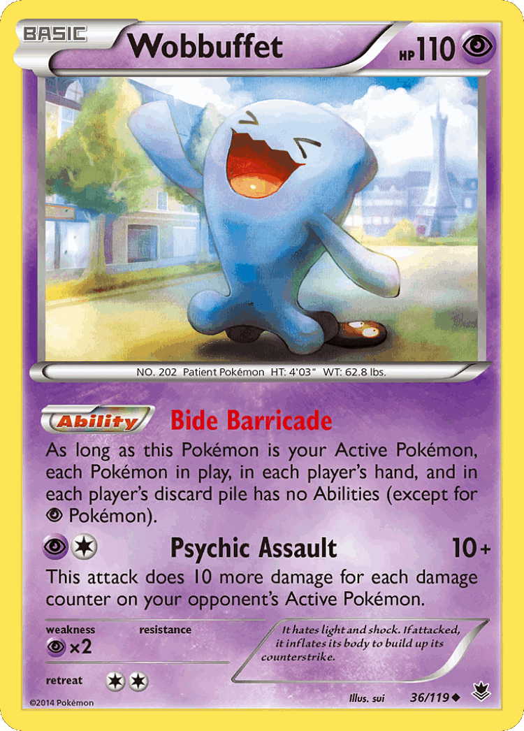 Wobbuffet #36 from Phantom Forces - Uncommon - Illustrated by sui