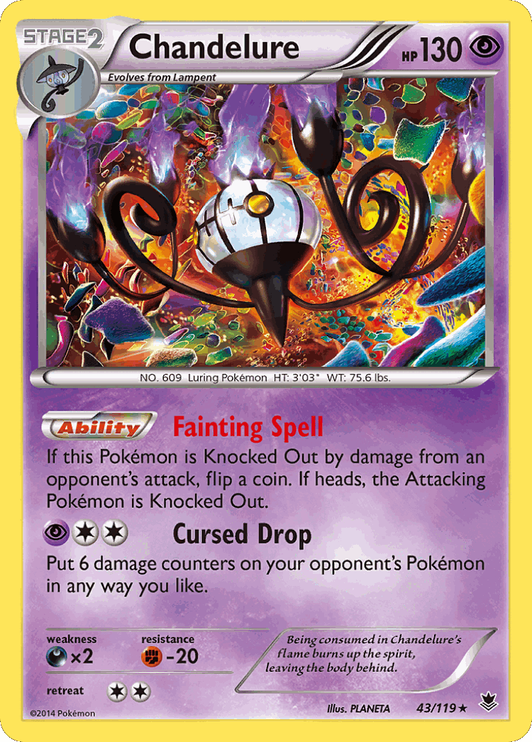 Chandelure #43 from Phantom Forces - Rare Holo - Illustrated by PLANETA