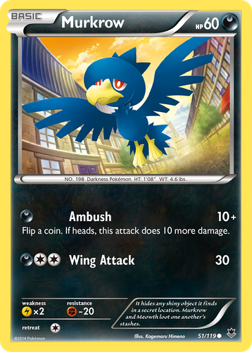 Murkrow #51 from Phantom Forces - Common - Illustrated by Kagemaru Himeno