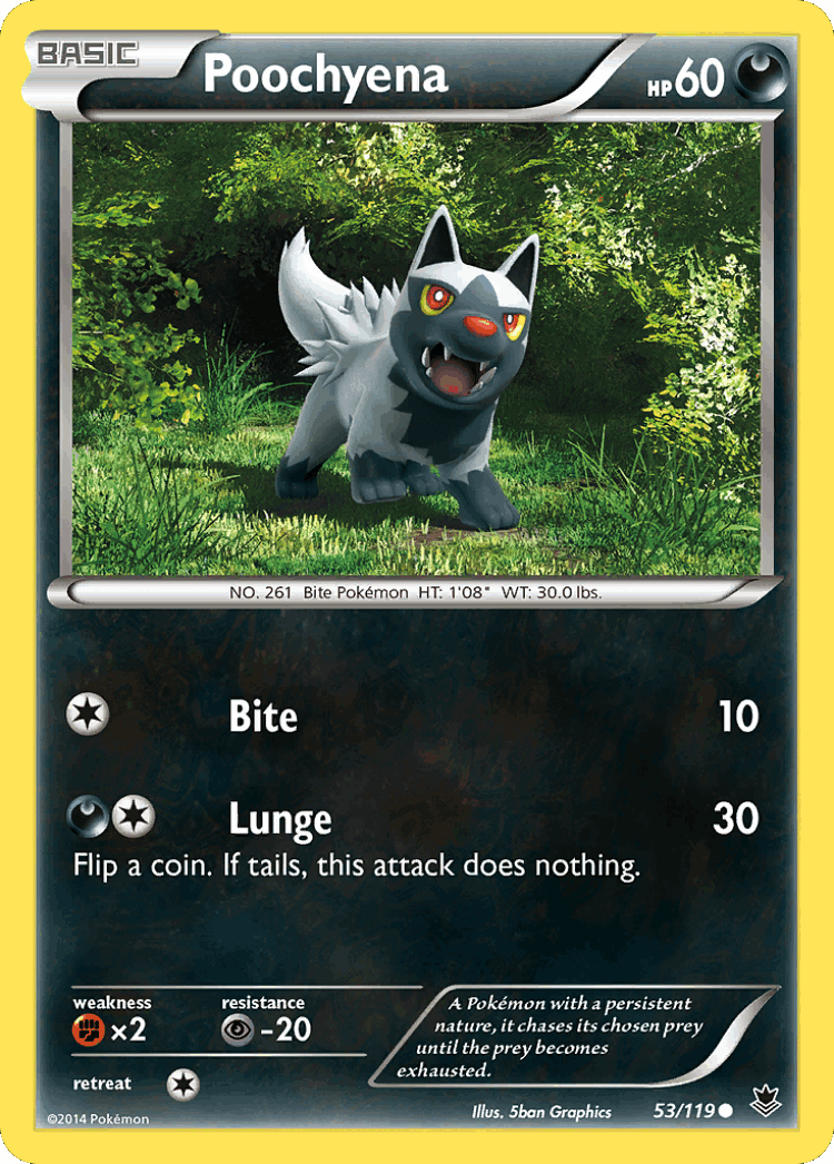 Poochyena #53 from Phantom Forces - Common - Illustrated by 5ban Graphics