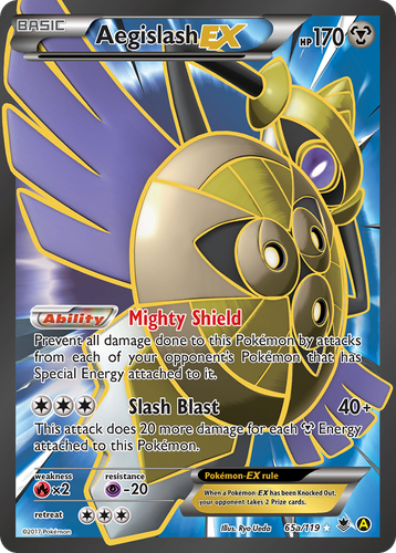 Aegislash-EX #65 from Phantom Forces - Rare Ultra - Illustrated by Ryo Ueda