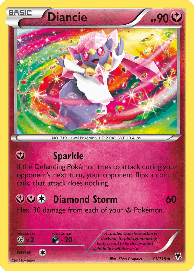 Diancie #71 from Phantom Forces - Rare Holo - Illustrated by 5ban Graphics