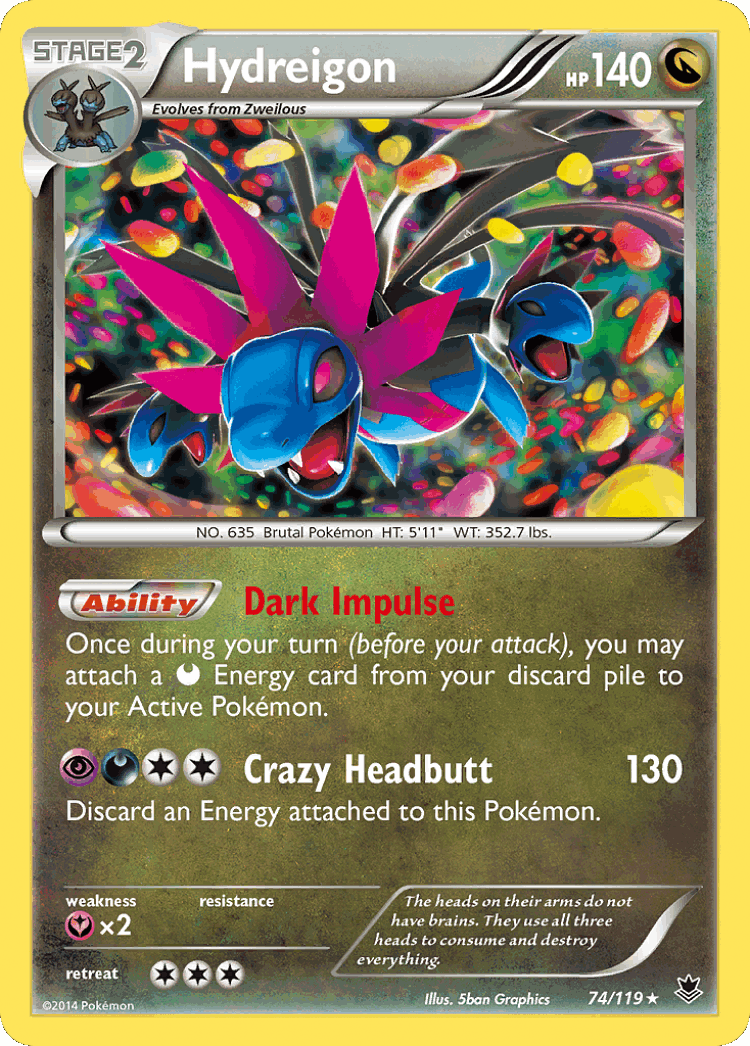 Hydreigon #74 from Phantom Forces - Rare Holo - Illustrated by 5ban Graphics