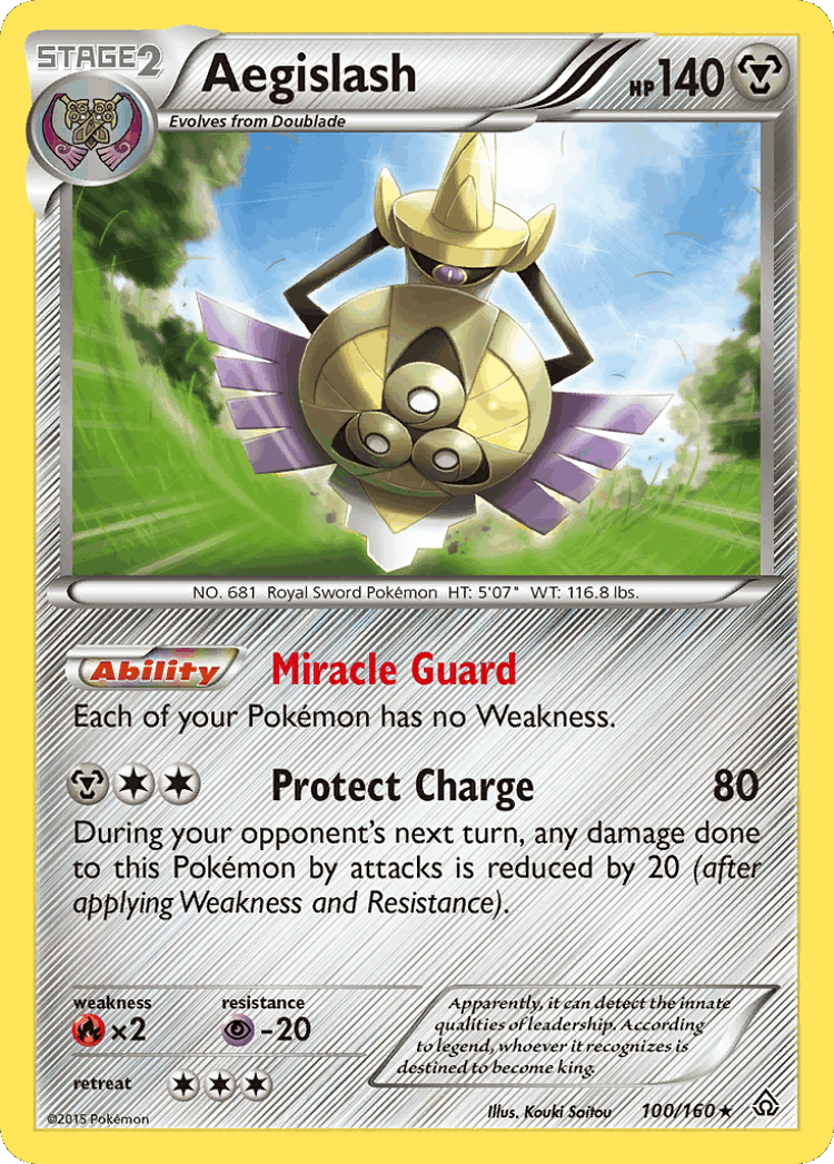 Aegislash #100 from Primal Clash - Rare Holo - Illustrated by Kouki Saitou