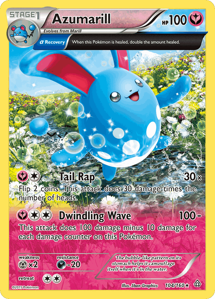 Azumarill #104 from Primal Clash - Rare Holo - Illustrated by 5ban Graphics