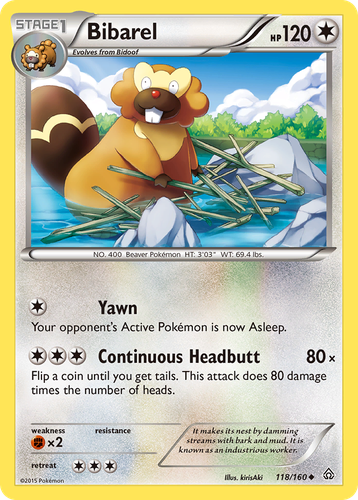 Bibarel #118 from Primal Clash - Uncommon - Illustrated by kirisAki