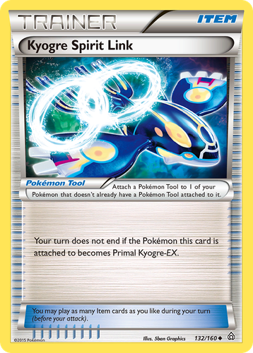 Kyogre Spirit Link #132 from Primal Clash - Uncommon - Illustrated by 5ban Graphics